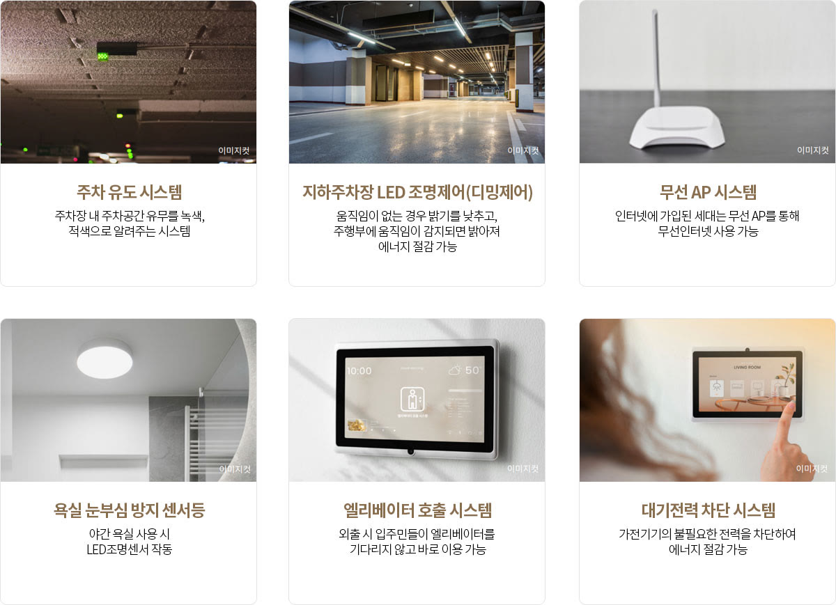 북수원이목지구 디에트르 더 리체 주차 유도·지하주차장 LED 디밍제어·무선 AP·욕실 눈부심 방지 센서등·엘리베이터 호출·대기전력 차단 시스템